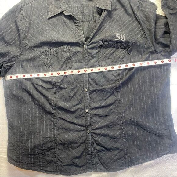 Harley-Davidson Women’s‎ 2W Black Pinstripe Button-Up Shirt – Embroidered Logo - Picture 6 of 10